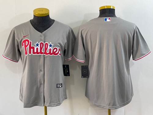 Women's Philadelphia Phillies Blank Gray Cool Base Stitched Baseball Jersey(Run Small)